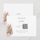 Elegant Bohemian Pampas Grass Wedding Website Informatiekaartje (Voorkant / Achterkant)