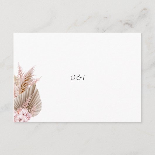 Elegant Bohemian Pampas Grass Wedding Website Informatiekaartje (Achterkant)