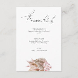 Elegant Bohemian Pampas Grass Wedding Website Informatiekaartje