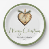 Elegant Bohemian Pine Wreath Festive Holiday Plate Papieren Bordje (Voorkant)