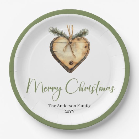 Elegant Bohemian Pine Wreath Festive Holiday Plate Papieren Bordje (Voorkant)