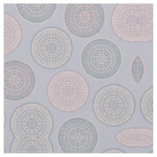Elegant Bohemian Pink Blue Pastel Mandala Pattern Stof (Close Up)