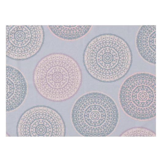 Elegant Bohemian Pink Blue Pastel Mandala Pattern Tafelkleed (Voorkant (Horizontaal))