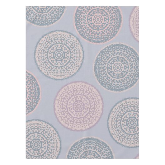 Elegant Bohemian Pink Blue Pastel Mandala Pattern Tafelkleed (Voorkant)