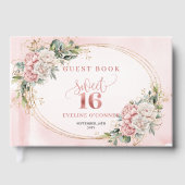 Elegant Bohemian Pink Floral Eucalyptus 16th Bday Gastenboek (Voorkant)