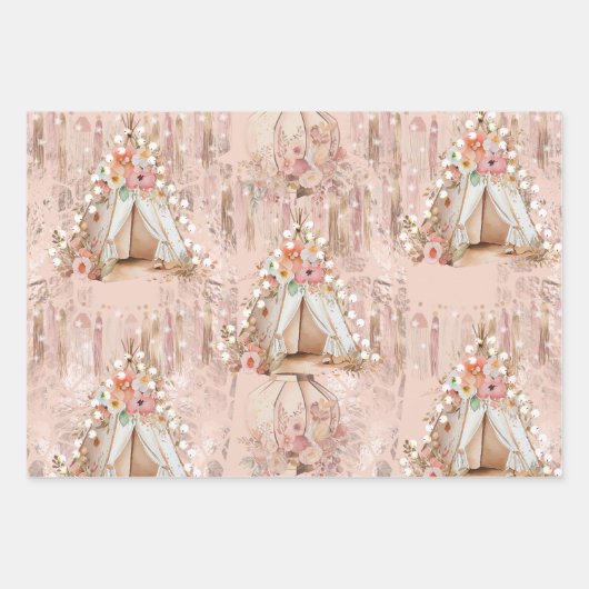 Elegant Bohemian Tent Slumber Party Inpakpapier Vel (Voorkant 2)