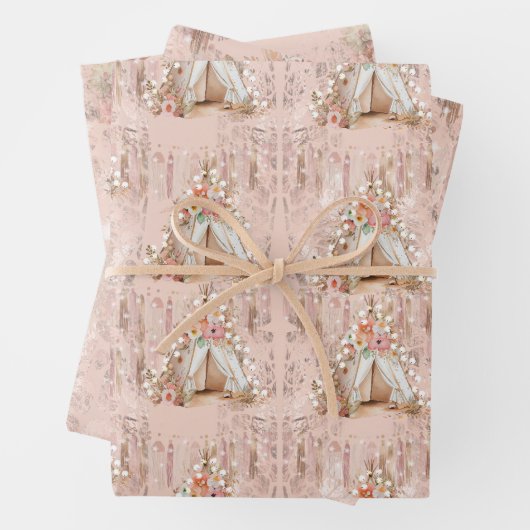 Elegant Bohemian Tent Slumber Party Inpakpapier Vel (In situ)