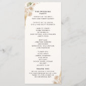 Elegant Bohemian Wedding Featuring Yellow and Beig Programmakaart (Achterkant)