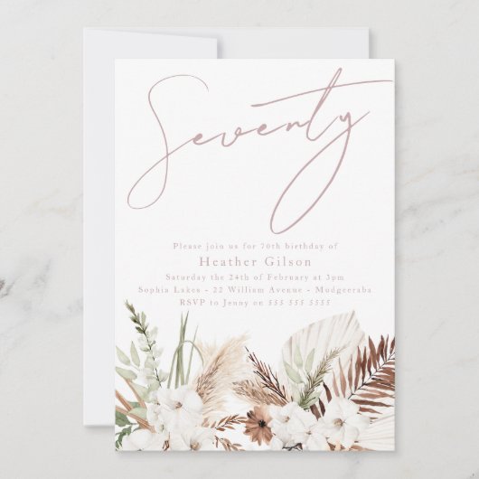 Elegant Bohemian White Floral 70e verjaardag Kaart (Voorkant)