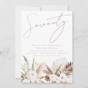 Elegant Bohemian White Floral 70e verjaardag Kaart