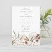 Elegant Bohemian White Floral Wedding Kaart (Staand voorkant)