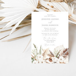 Elegant Bohemian White Floral Wedding Kaart