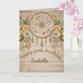 Elegant Boho 40ste verjaardag Wenskaart Kaart