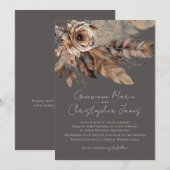 Elegant Boho Aardse Bloemen Waterverf Bruiloft Kaart (Voorkant / Achterkant)