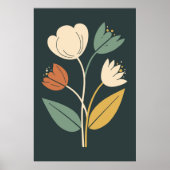Elegant Boho Abstract Botanische Bloem Poster (Voorkant)