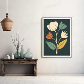 Elegant Boho Abstract Botanische Bloem Poster