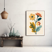 Elegant Boho Abstract Botanische Bloem Poster