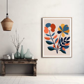 Elegant Boho Abstract Botanische Bloem Poster