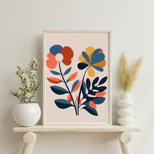 Elegant Boho Abstract Botanische Bloem Poster