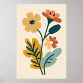 Elegant Boho Abstract Botanische Bloem Poster (Voorkant)