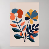 Elegant Boho Abstract Botanische Bloem Poster (Voorkant)
