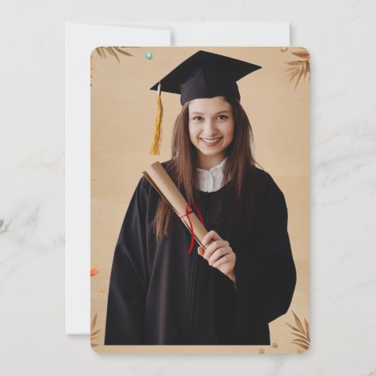 Elegant Boho Afstuderen Invitation Kaart (Achterkant)