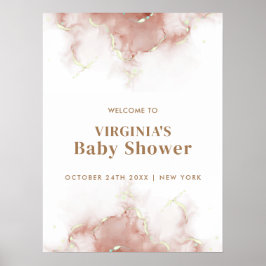 Elegant Boho Agaat Gold Baby shower Welkom Poster