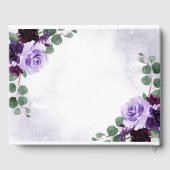 Elegant Boho Airy Bloemen Paarse en Zilveren Bruil Gastenboek (Achterkant)