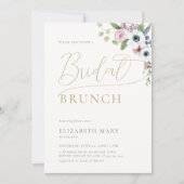 Elegant Boho Anemones Floral Gold Bridal Brunch Kaart (Voorkant)