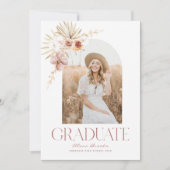 Elegant Boho Aquarel Bloemen | Foto Afstuderen Aankondiging (Voorkant)