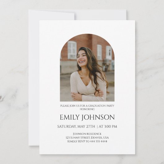Elegant Boho Arch Afstuderen Kaart (Achterkant)