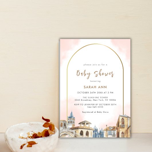 Elegant Boho Arch Bestemming Baby shower Kaart