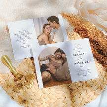 Elegant Boho Arch Classic Typography Photo Wedding