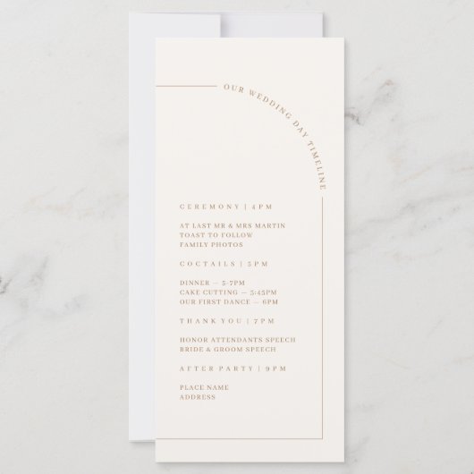 Elegant Boho Arch Minimalist Wedding Programme (Achterkant)