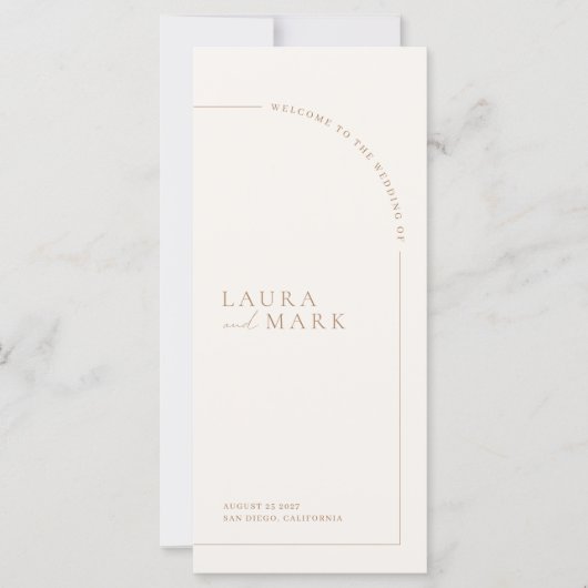 Elegant Boho Arch Minimalist Wedding Programme (Voorkant)