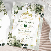 Elegant Boho Arch Sage Groen Royal Quinceañera Kaart