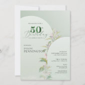 Elegant boho arch stoffige groene bloesem kaart (Voorkant)