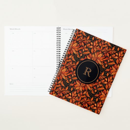 Elegant Boho Autumn Shades Monogram with Initial  Planner (Display)