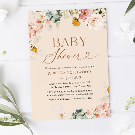 Elegant Boho Baby shower Invitation Kaart