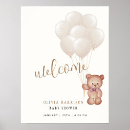 Elegant Boho Beer Balloon Baby shower Welkomstbord Poster