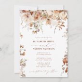 Elegant Boho Beige Floral Foto Weddenschap Kaart (Voorkant)