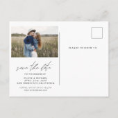 Elegant Boho bewaart de datum fotominimalist Aankondigingskaart (Achterkant)