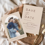 Elegant Boho bewaart de datum fotominimalist Save The Date<br><div class="desc">Boho Terracotta van het huwelijk sparen de kaarten van de Datum die een foto op de voorkant hebben. Sparen de kaarten van de Datum bevatten een moderne hand geschreven kromme manuscripttypografie die elegant,  eenvoudig en modern zijn om na u minimalistische eenvoudige trouwdag te gebruiken viering.</div>