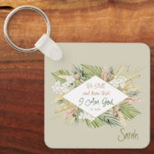 Elegant Boho Bijbelvers ‘Wees stil en weet’ Sleutelhanger (Voorkant)