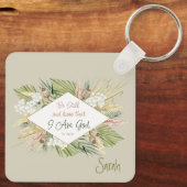 Elegant Boho Bijbelvers ‘Wees stil en weet’ Sleutelhanger (Achterkant)