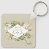 Elegant Boho Bijbelvers ‘Wees stil en weet’ Sleutelhanger (Achterkant)