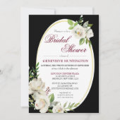 Elegant Boho Black Floral Gold Vrijgezellenfeest Kaart (Voorkant)