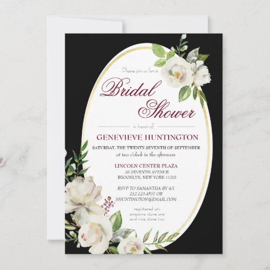 Elegant Boho Black Floral Gold Vrijgezellenfeest Kaart (Voorkant)