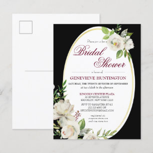 Elegant Boho Black Floral Gold Vrijgezellenfeest Uitnodiging Briefkaart