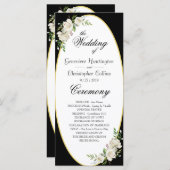 Elegant Boho Black Floral Wedding Ceremony Programmakaart (Voorkant / Achterkant)
